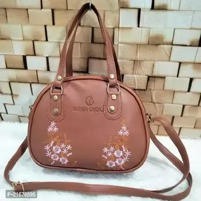 Stylish Brown PU Solid Sling Bags For Women