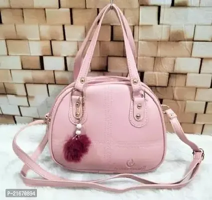 Stylish Pink PU Solid Sling Bags For Women