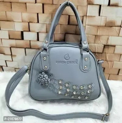 Stylish Grey PU Solid Sling Bags For Women