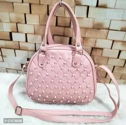 Stylish Pink PU Solid Sling Bags For Women