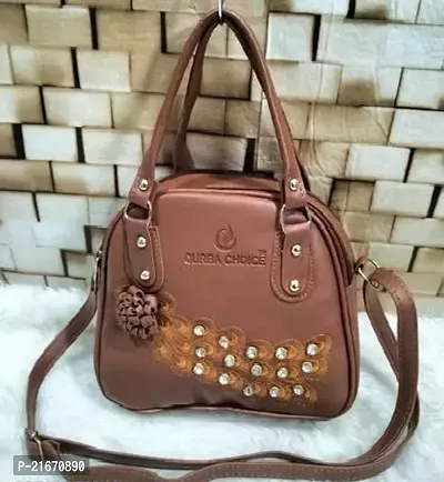 Stylish Brown PU Solid Sling Bags For Women