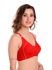 Red Solid Cotton Full Coverage Bra For Women-thumb1