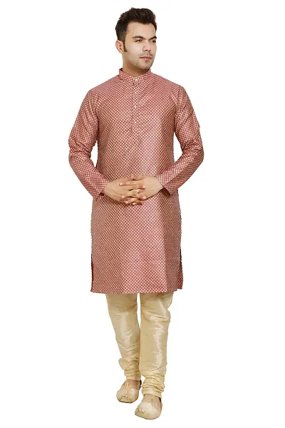 Function Wear Art Silk Fabric Readymade Lovely Men Pink Color Jacket