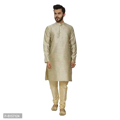 Great Person Choice Traditional Dress for Men Kurta Pajama Set Ethnic Wear for Men Silk Kurta Pajama Kurta Pajami,Pista Golden,2XL(254N)-thumb0