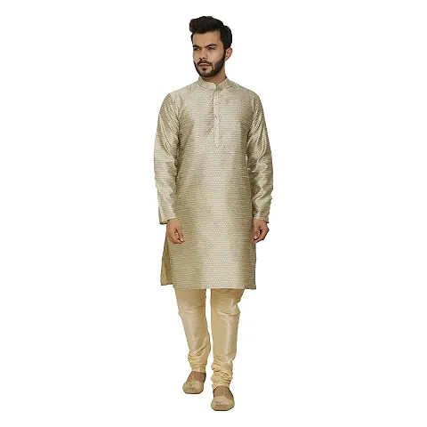 Great Person Choice Men's Regular Banarasi Dupion Silk Blended Kurta and Pajama for Weddings, Parties