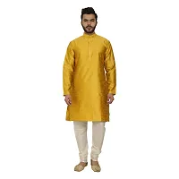 Great Person Choice Traditional Dress for Men Kurta Pajama Set Ethnic Wear for Men Silk Kurta Pajama Dress, Yellow-Cream, 44 (301N)-thumb1