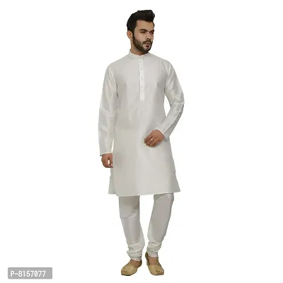 Great Person Choice Men's Silk Regular Kurta Pajama Set (GPC-sns-white-kurta-white-pajami-158-36_White_36)-thumb0