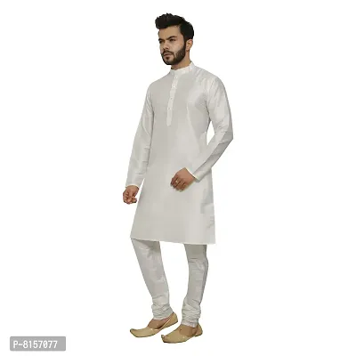 Great Person Choice Men's Silk Regular Kurta Pajama Set (GPC-sns-white-kurta-white-pajami-158-36_White_36)-thumb4