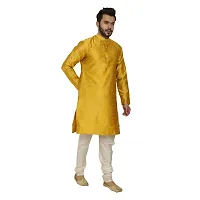 Great Person Choice Traditional Dress for Men Kurta Pajama Set Ethnic Wear for Men Silk Kurta Pajama Dress, Yellow-Cream, 44 (301N)-thumb4