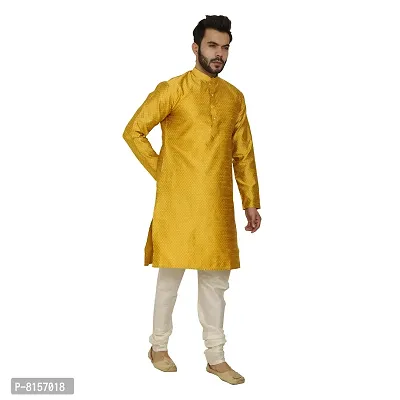 Great Person Choice Traditional Dress for Men Kurta Pajama Set Ethnic Wear for Men Silk Kurta Pajama Dress, Yellow-Cream, 44 (301N)-thumb5