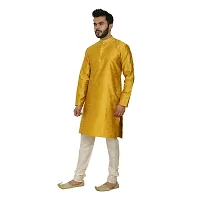 Great Person Choice Traditional Dress for Men Kurta Pajama Set Ethnic Wear for Men Silk Kurta Pajama Dress, Yellow-Cream, 44 (301N)-thumb3