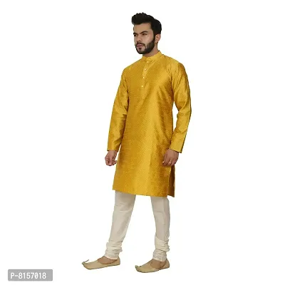 Great Person Choice Traditional Dress for Men Kurta Pajama Set Ethnic Wear for Men Silk Kurta Pajama Dress, Yellow-Cream, 44 (301N)-thumb4