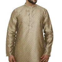 Great Person Choice Party Wear Dress for Men Kurta Pajama Set for Wedding Dress for Men Tussar Kurta & Golden Pajama Size 38-thumb3