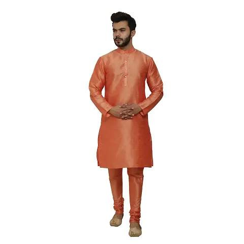 Great Person Choice Men's Regular Banarasi Dupion Silk Blended Kurta and Pajama for Weddings, Parties