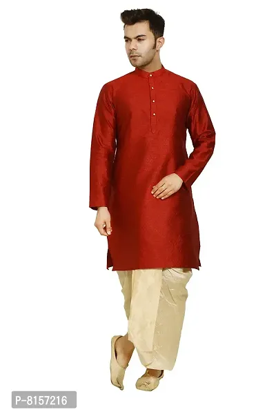 Great Person Choice Traditional Dress for Men Dhoti Kurta Set Ethnic Wear for Men Silk Kurta Pajama-thumb0
