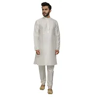 Great Person Choice Men's Silk Regular Kurta Pajama Set (GPC-sns-white-kurta-white-pajami-158-36_White_36)-thumb2