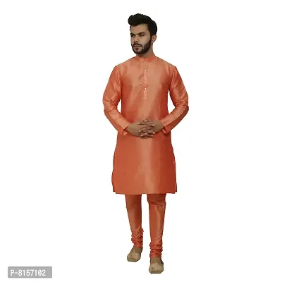Great Person Choice Men's Regular Banarasi Dupion Silk Blended Kurta and Pajama for Weddings, Parties-thumb0