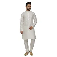 Great Person Choice Men's Silk Regular Kurta Pajama Set (GPC-sns-white-kurta-white-pajami-158-36_White_36)-thumb1