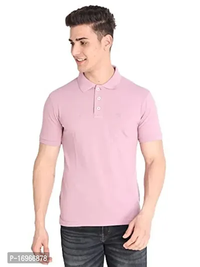 Reliable Pink Cotton Solid Polos For Men-thumb0