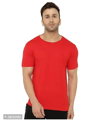 Stylish Red Polyester Printed Short Sleeves T-Shirt For Men-thumb0