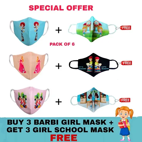 Premium Cotton Cartoon Kids Mask Combo