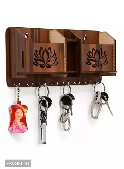 Wooden Keyholder Mobile Stand for Home Wall, Office, Hall, Living Room, Bedroom Stylish (8 Hooks)-thumb0