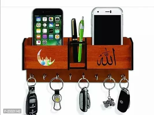 Wooden Keyholder Mobile Stand for Home Wall, Office, Hall, Living Room, Bedroom Stylish (8 Hooks)-thumb0