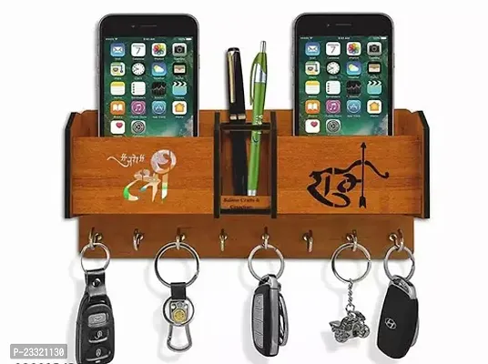 Wooden Keyholder Mobile Stand for Home Wall, Office, Hall, Living Room, Bedroom Stylish (8 Hooks)-thumb0