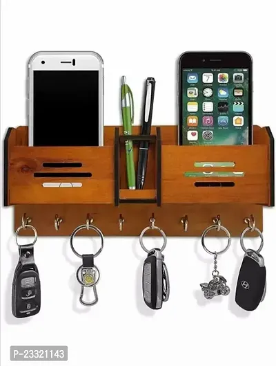 Wooden Keyholder Mobile Stand for Home Wall, Office, Hall, Living Room, Bedroom Stylish (8 Hooks)-thumb0