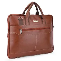 FIKA PU Leather Laptop Bag with Handle  Detachable Shoulder Strap for Men Women | Laptop sleeve 15 inch | Extra Zipper for Expanding width to 8 Cm (Brunette Brown, 40 X 2.5 X 30 Cm)-thumb1