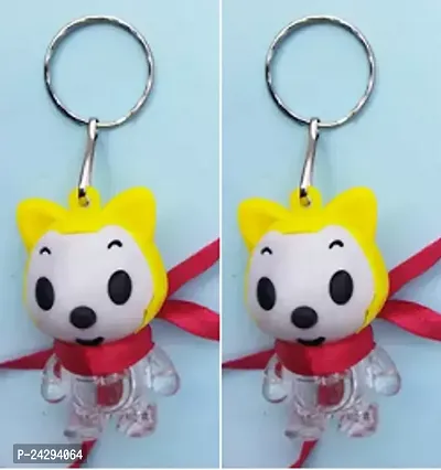 Cute Panda Lighting Keychain With Charm and Strap Key Chains For Boys And Girls( Set Of 2)-thumb0