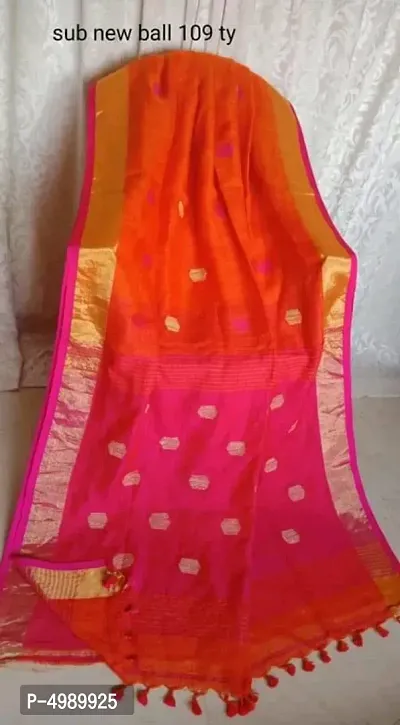 Beautiful Linen Saree With Blouse Piece-thumb0