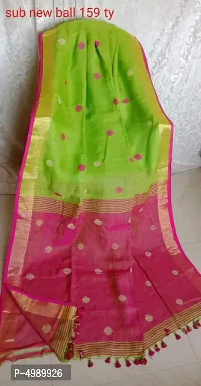 Beautiful Linen Saree With Blouse Piece-thumb0