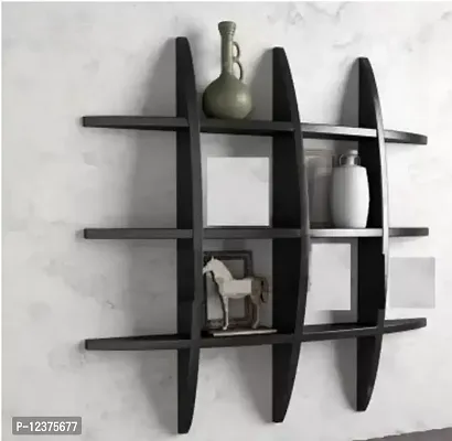 Wooden Black Wood Globe Shape Wall Shelf (Black) 6 shelves - 16 inch x 16 inch