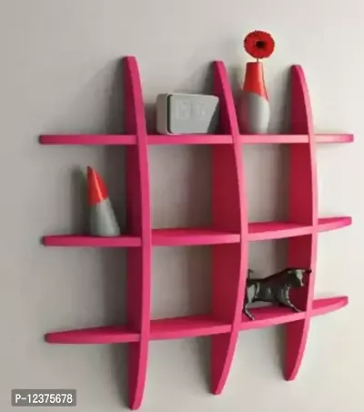 Wooden Pink Wood Globe Shape Wall Shelf (Pink) 6 shelves - 16 inch x 16 inch