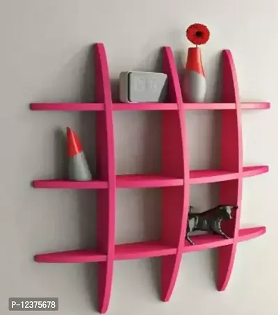 Wooden Pink Wood Globe Shape Wall Shelf (Pink) 6 shelves - 16 inch x 16 inch-thumb0