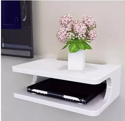 Medium Density Fiber White Set-up Box Stand, 8 inch x 4 inch
