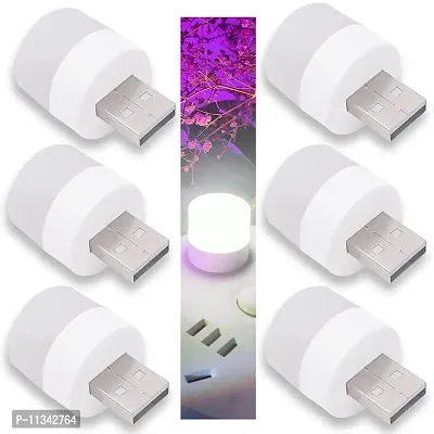 USB Night Light Mini LED Light Night for Kids Natural White LED Compact Small Night Lights for Kids Baby Adults Bedroom Bathroom Nursery Hallway Kitchen,Outdoor USB Light Bulb (White, Pack of 6)