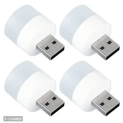 USB Night Light Mini LED Light Night for Kids Natural White LED Compact Small Night Lights for Kids Baby Adults Bedroom Bathroom Nursery Hallway Kitchen,Outdoor USB Light Bulb (White, Pack of 4)-thumb2