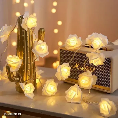 Sprqcart 14 Led White Rose Flower Shape String Strip Light Diwali Light for Decoration - Warm White