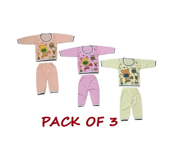 kids top bottom T-shirt Pyjama Set baba suit combo set Baby boys girls (pack of 3)