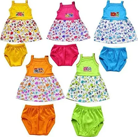 Castley New Born Baby Girls Frocks Dress With Shorts Pack Of 5