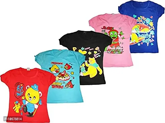 CASTLEY Girls Printed T-Shirt/tees Half Sleeve in Multi Color Pack of 5-thumb0