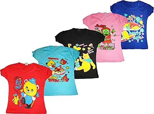 CASTLEY Girls Printed T-Shirt/tees Half Sleeve in Multi Color Pack of 5