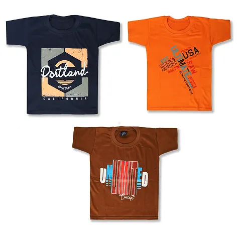 Boys Tshirt | Tee Shirt | t Shirt Premium Polo Style Rib Cuff round Neck Graphic Pack of 3