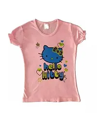 Kids Baby Girls Cotton Printed Puff T-shirts Dress  Half Sleeve  Gils Top Multicolor Pack of 3-thumb1