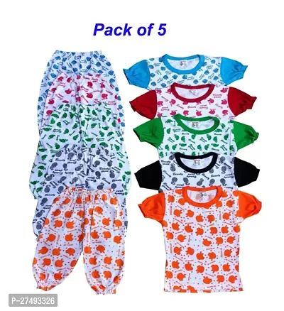 Pyjama Set for Girls/Night Suit for Girls/Nightwear/Sleepwear/Loungewear for Girls(Pack of 5)-thumb0