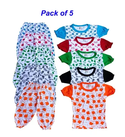 Pyjama Set for Girls/Night Suit for Girls/Nightwear/Sleepwear/Loungewear for Girls(Pack of 5)