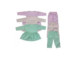 Baby Girls Summer Dress Suits Printed Cotton Top  Printed Pyajama Pant Dress New Born Baby Girl Infant Toddler Dress. (Pack of 3 )(3 Tops + 3 Pyajama Pant)-thumb1