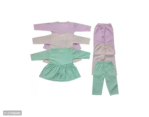 Baby Girls Summer Dress Suits Printed Cotton Top  Printed Pyajama Pant Dress New Born Baby Girl Infant Toddler Dress. (Pack of 3 )(3 Tops + 3 Pyajama Pant)-thumb2